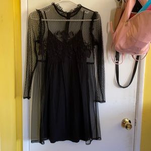 Black see through mesh dress